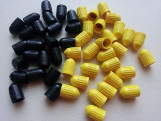 45 Piece/Set Black & Yellow Tires wheel rims Air valve Caps