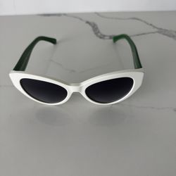 Kate Spade Retro Cat‑Eye Sunglasses – White & Green – Excellent Condition