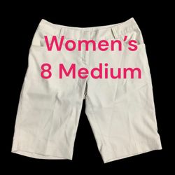 Women's Adidas 8 Medium Shorts Tan Golf Bermuda Chino Khakis Active Lightweight