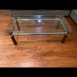 Copenhagen MCM chrome and wood large coffee table