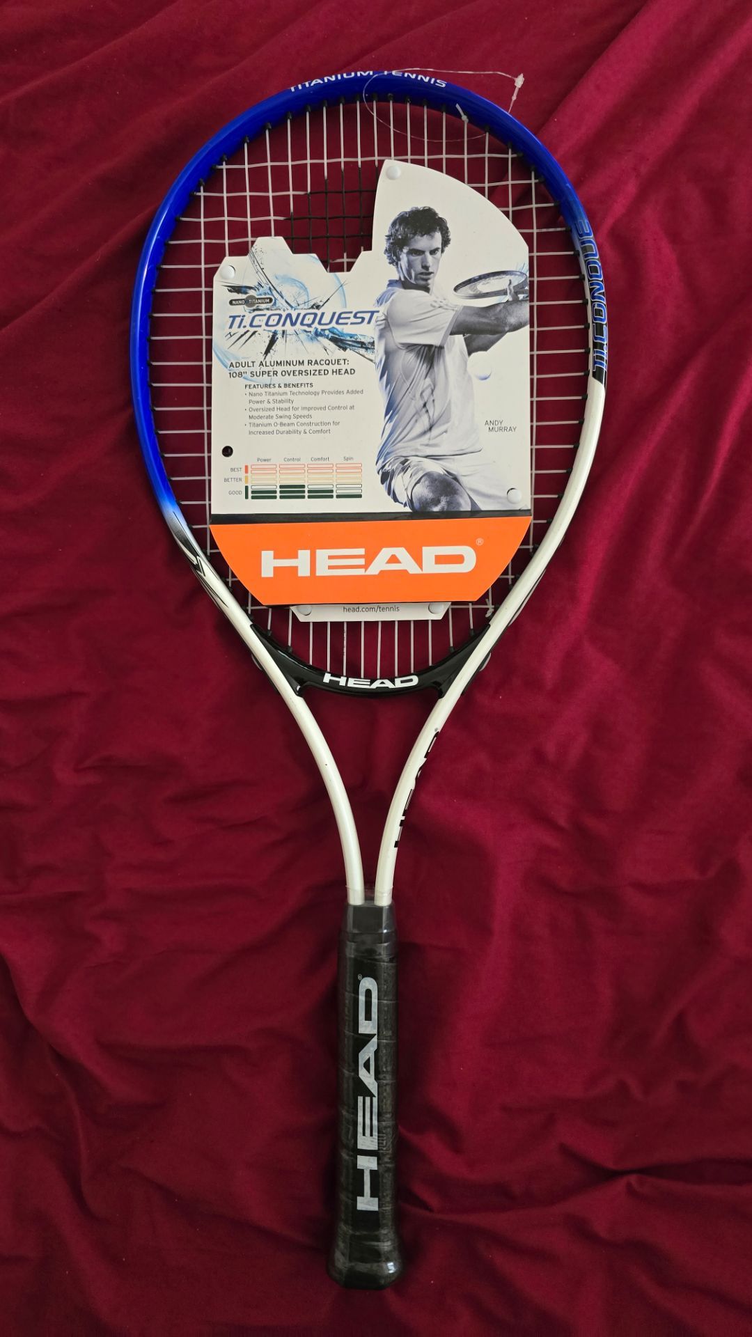NOS Head Tennis Racquet Ti.Conquest 108" Oversize Head