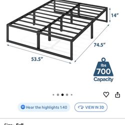 Rooms To Go Full Size Bed With Heavy Duty Metal Frame 