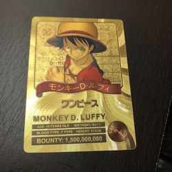 24k Gold Foil Plated One Piece Monkey Luffy Anime Card