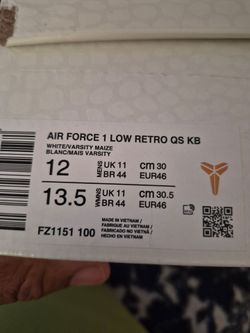 Kobe air force ones size 12 brand new