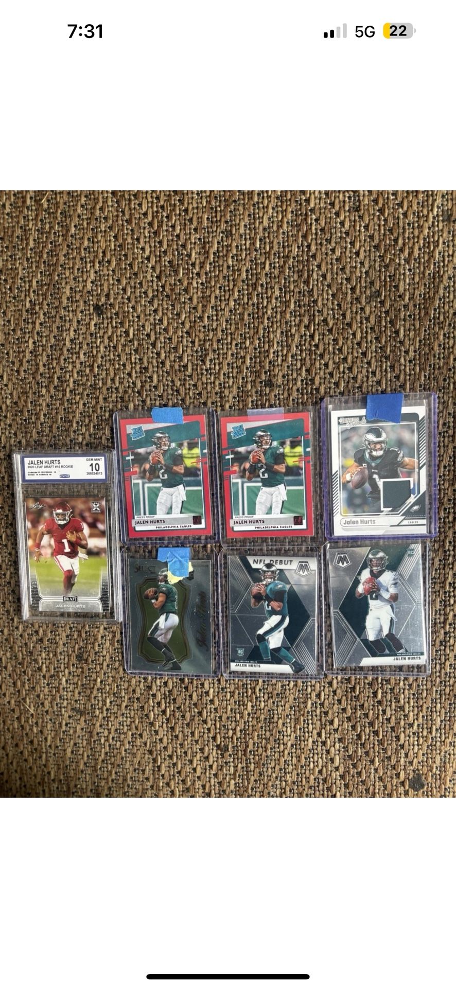 Jalen Hurts Rookie Lot Gem Mint Game Used And More