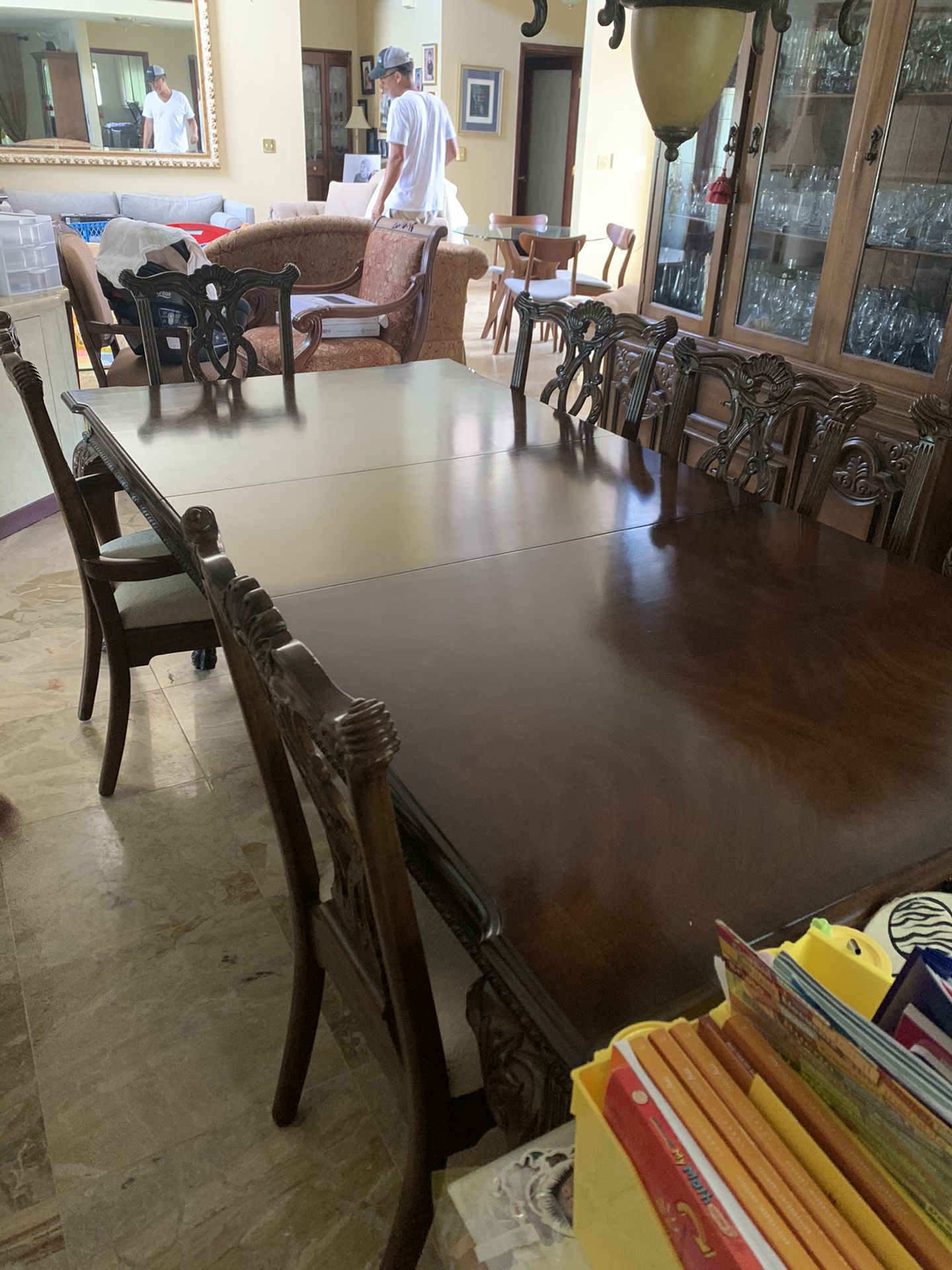 Formal dining room table with drawers + 6 chairs