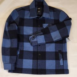Men's Blue and Black Checkered Jacket Size S