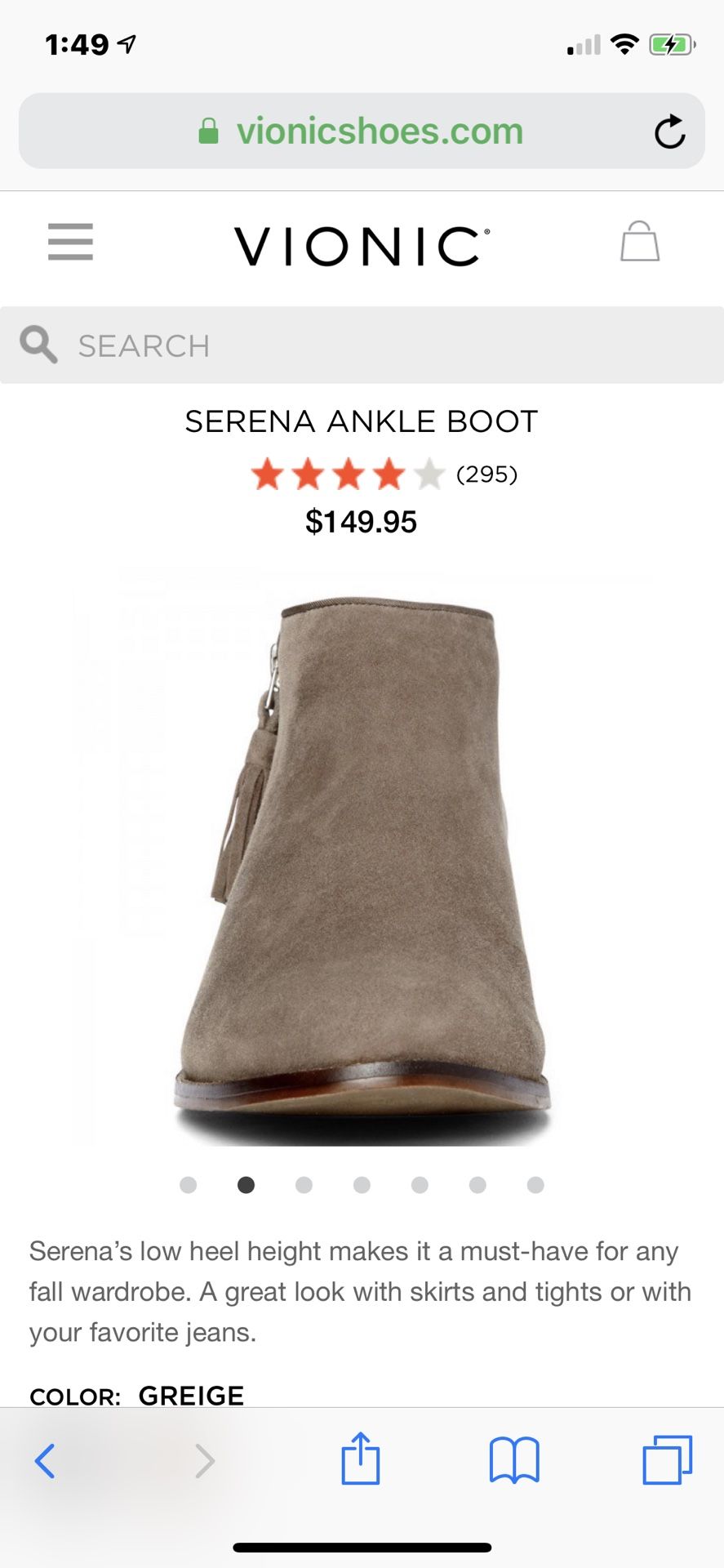 Vionic booties, size 7.5m