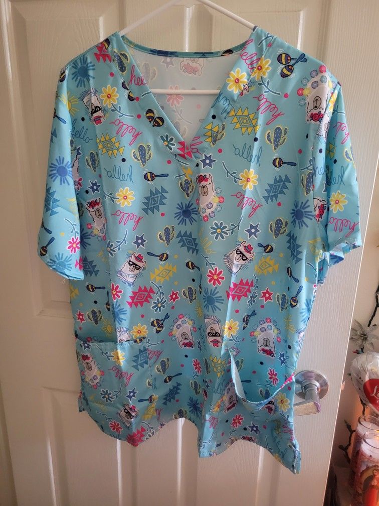 Women's Printed Scrub Top