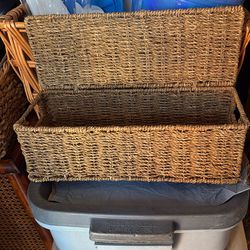 Nice, Wicker Basket With Handles On Sides . See Pictures.