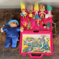 Troll Toy Plush Figure Lot including Case Pencil Topper and Necklace $15 for All xox