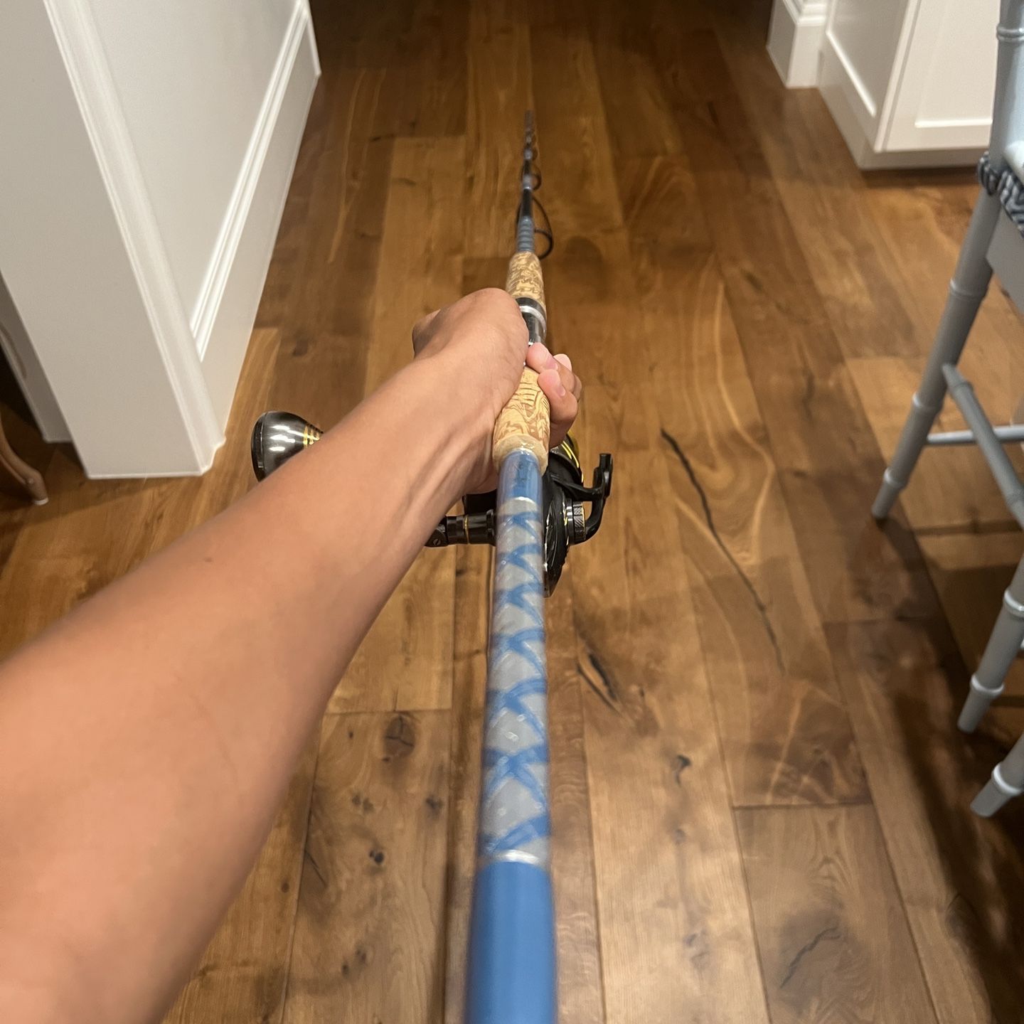 Custom Fishing Rod Paired With A Penn Authority 5500