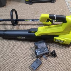 ONE+ 18V Cordless Battery String Trimmer and Blower Combo Kit (2-Tools) with 4.0 Ah Battery and Charger

