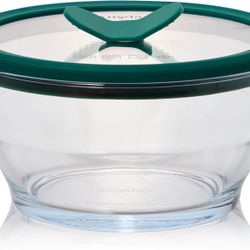 Anyday 4-Cup Glass Food Storage With Glass Lid, Round Deep Dish | Plastic-Free Meal Prep & Microwave Cookware | Stackable Airtight Storage Container W