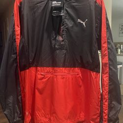 Puma Pivot Half Zip Windbreaker jacket in red and black