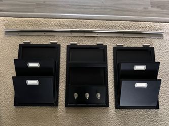 Pottery Barn Black Wall-Mount Mail Organizer Set with Rail