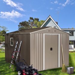 10 Ft. X 8 Ft. Outdoor Metal Garden Shed / Tool Storage w/ Lockable Door [NEW IN BOX] **Retails for $500  ^Assembly Required^ 