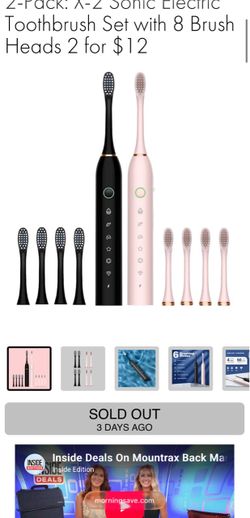 Brand New 2-Pack Electronic Toothbrush Set with 8 Heads: $6