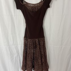 Lace Cotton Spandex Junior Latin Dance Dress For Practice Or Show Size S