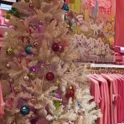 7ft Ombré Pink Christmas Tree w/storage Bag & Ornaments