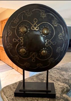 Decorative Bronze Shield on Display Stand home decor