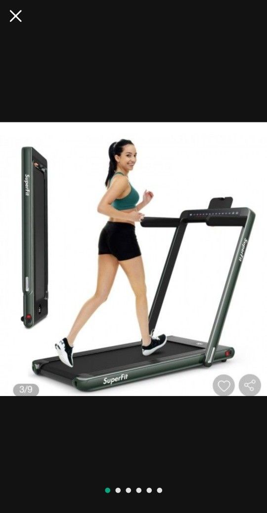 2-in-1 Electric Motorized Fitness Folding Treadmill with Dual Display and Smart App Control

