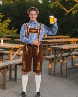Lederhosen Men Oktoberfest Outfits Men Oktoberfest Costume German Bavarian, L