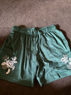 Men Green Shorts With White Flowers