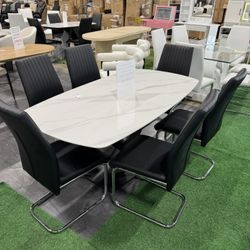 Modern Stylish Sintered Stone Dining Table With 6 Chairs (1/19)