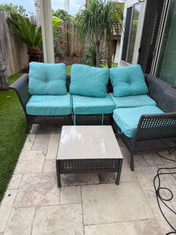Outdoor Wicker Patio Sectional Set with Cushions & Coffee Table