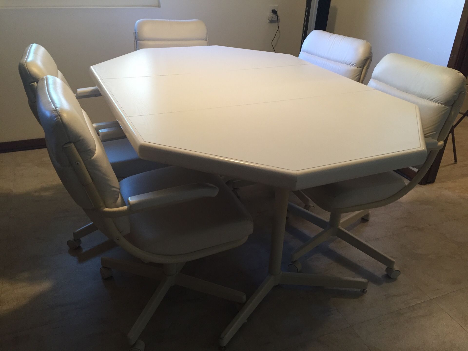 Mid century Formica dining table with five chairs