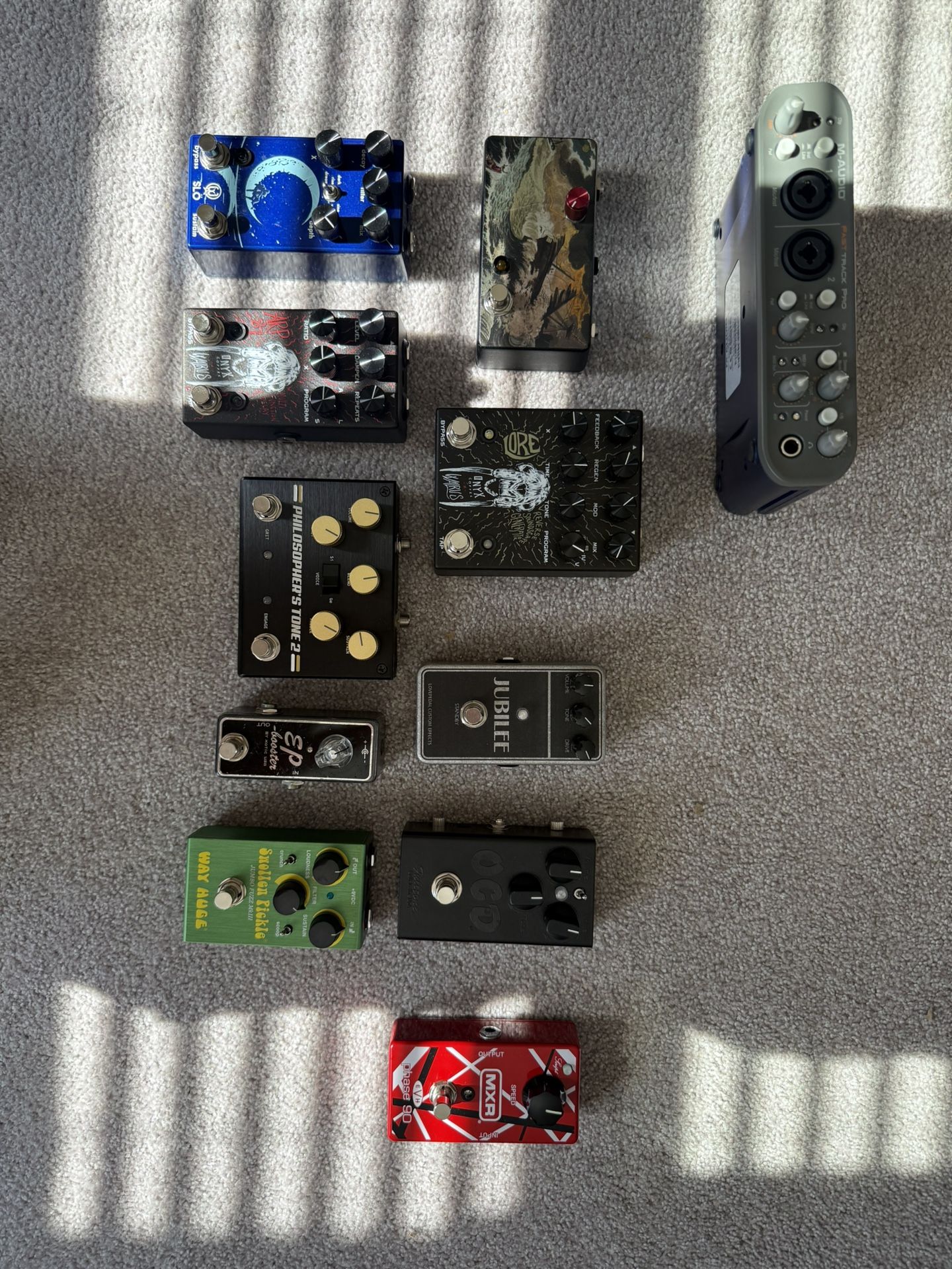 Full Boutique Pedal Board And Interface For Sale! Walrus Audio, EVH, Way Huge, M Audio