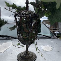 Metal Decor With Removable Artificial Plant