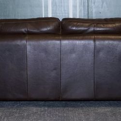 VINTAGE CHOCOLATE BROWN LEATHER TWO SEATER SOFA