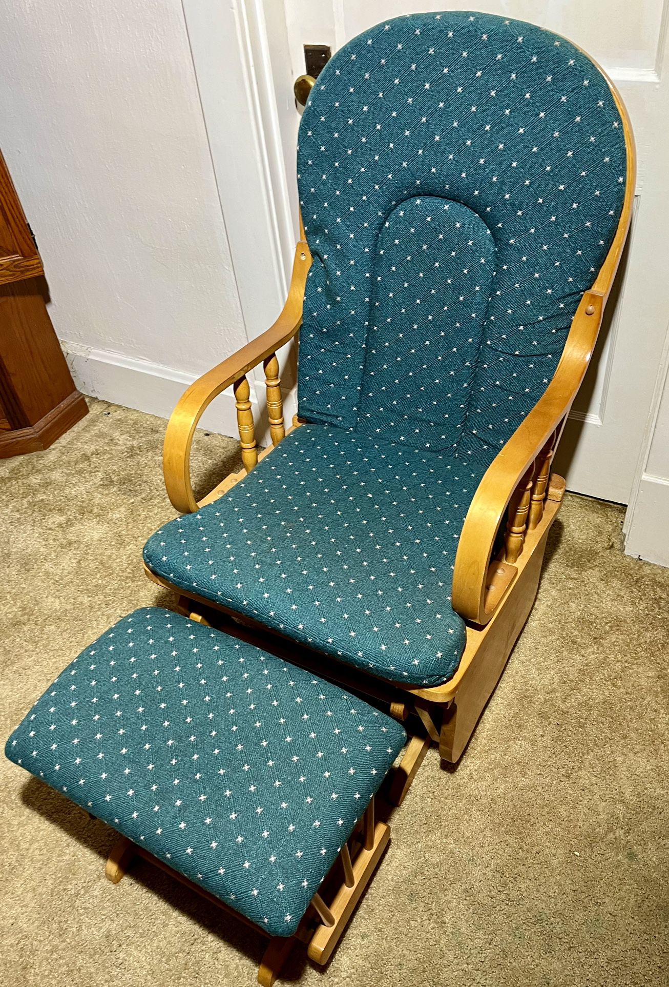 GLIDER ROCKING CHAIR and FOOTSTOOL