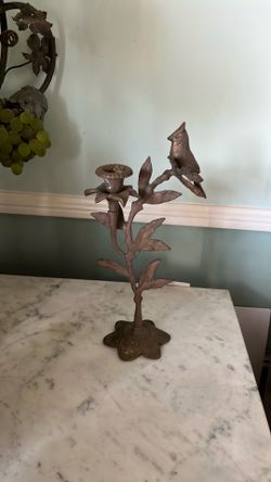 Vintage Cast Iron Flower and Bird Canadelabra