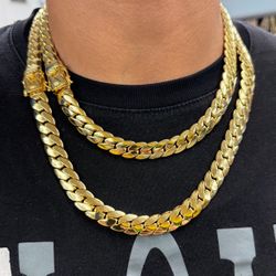 🌟 Chain Necklace 14mm Miami Cuban Link Yellow Gold Plated Handmade 5x Plated Premium Quality 🔥