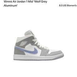 2021 Women Air Jordan 1 Mid Wolf Grey Aluminum'