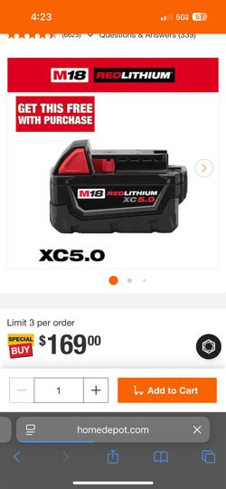 Milwaukee M18 Fuel Battery. 5 Amp