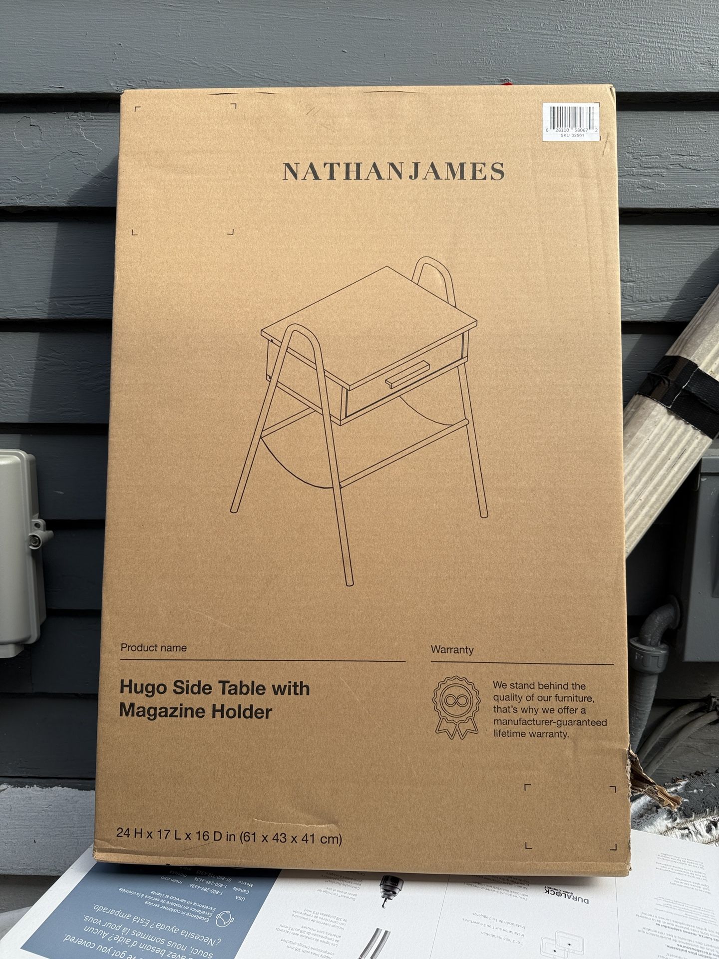 Nathan James Hugo side table with magazine holder