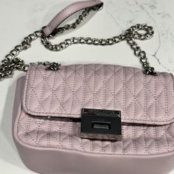 Kendal & Kylie Quilted SM Crossbody Rose Blush/Silver Accents Chic Bag 