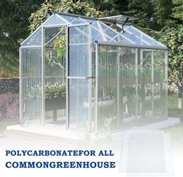 6Pcs 62'' (W) x 28'' (L) x 0.2'' Polycarbonate Panels, Waterproof UV Protected Reinforced Sheets, Outdoor Greenhouse and Gazebo Covering, Twin-Wall Cl