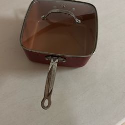 Red Copper Large Pan,with Lid