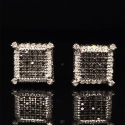 925 Silver Diamond Square Earrings 2.88g .65CTW 129390/11