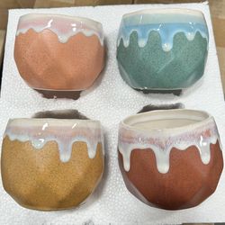 4Pcs Creative Flower Pot Cylinder Ceramic Plants Desktop Decorations Succulent ted Holder Home Garden