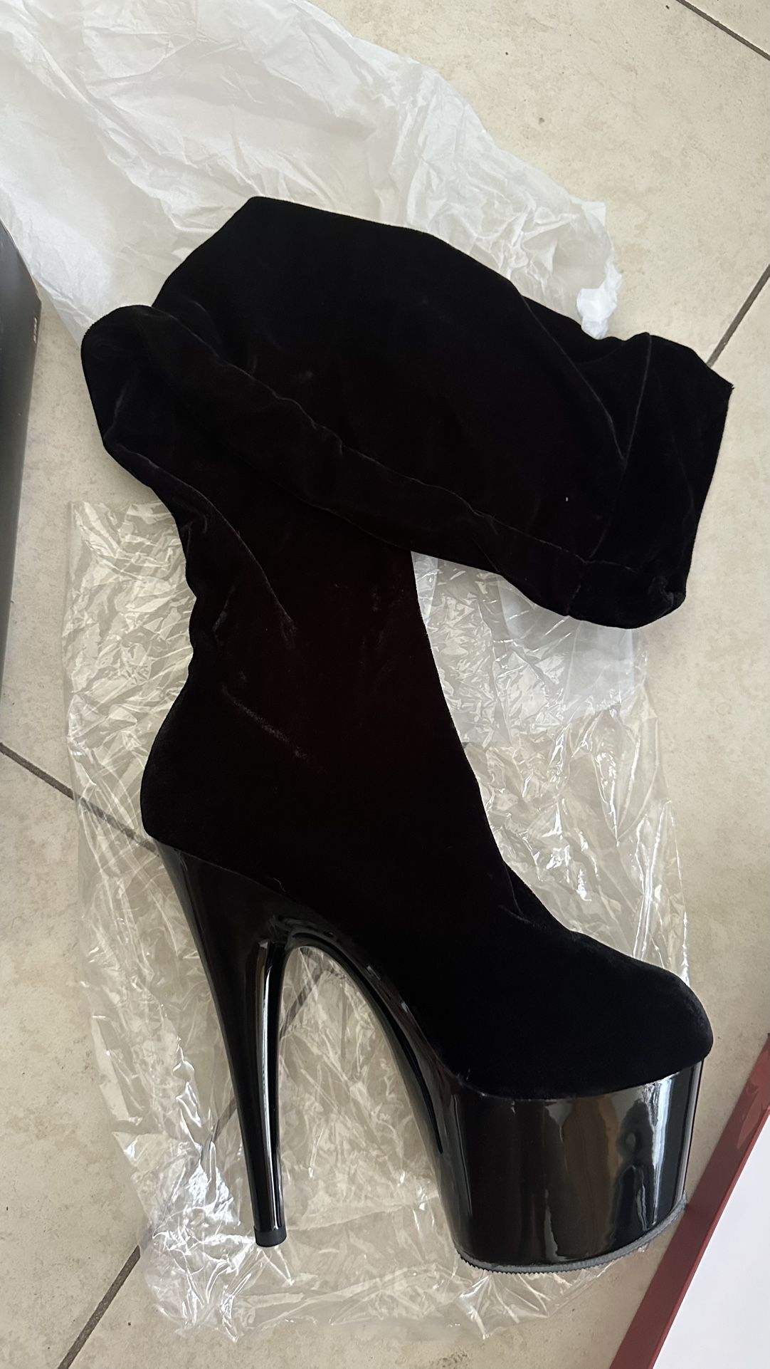 Velvet Tight High Heels Boots 