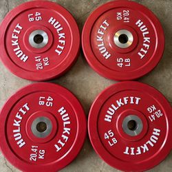45 Pound Hulk Fit Bumper Plates 2 Pairs 