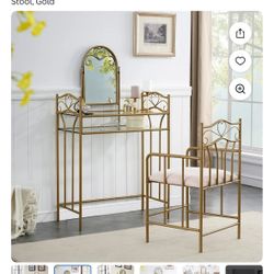 2 Piece Metal Vanity Set with Mirror 