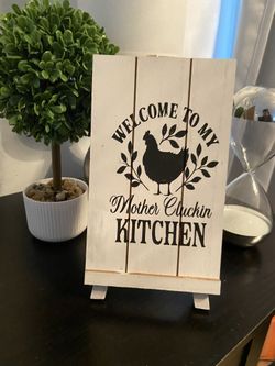 Funny Wooden sign for kitchen decor With Stand