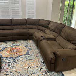 Large Brown Microfiber Sectional Couch